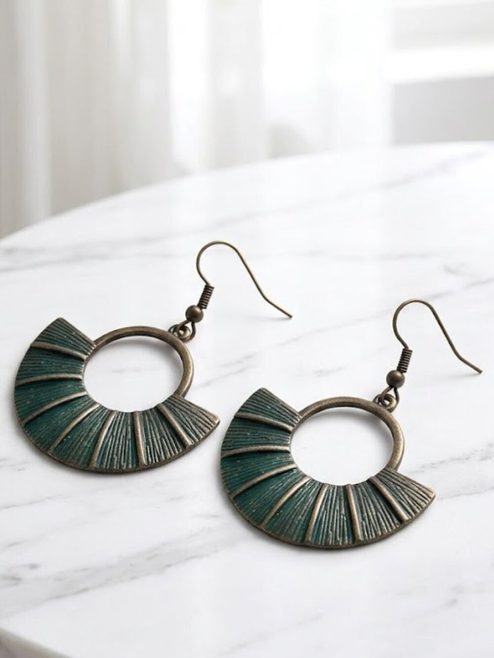 Green Circular Aztec Vintage Earrings